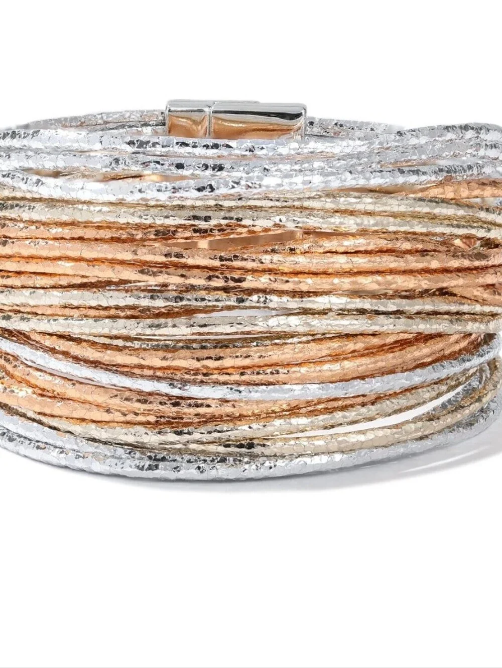 Multi-Row Silver and Gold Bangle Bracelet Stack - Women Jewelry